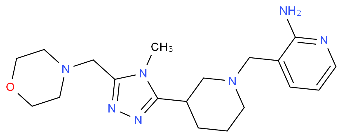 3-({3-[4-methyl-5-(morpholin-4-ylmethyl)-4H-1,2,4-triazol-3-yl]piperidin-1-yl}methyl)pyridin-2-amine_分子结构_CAS_)