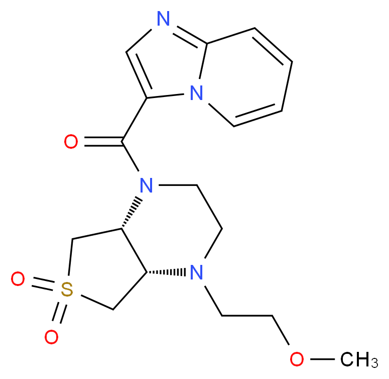 (4aS*,7aR*)-1-(imidazo[1,2-a]pyridin-3-ylcarbonyl)-4-(2-methoxyethyl)octahydrothieno[3,4-b]pyrazine 6,6-dioxide_分子结构_CAS_)