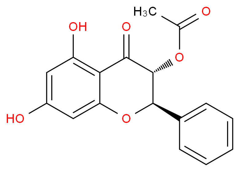 (2R,3R)-5,7-dihydroxy-4-oxo-2-phenyl-3,4-dihydro-2H-1-benzopyran-3-yl acetate_分子结构_CAS_52117-69-8