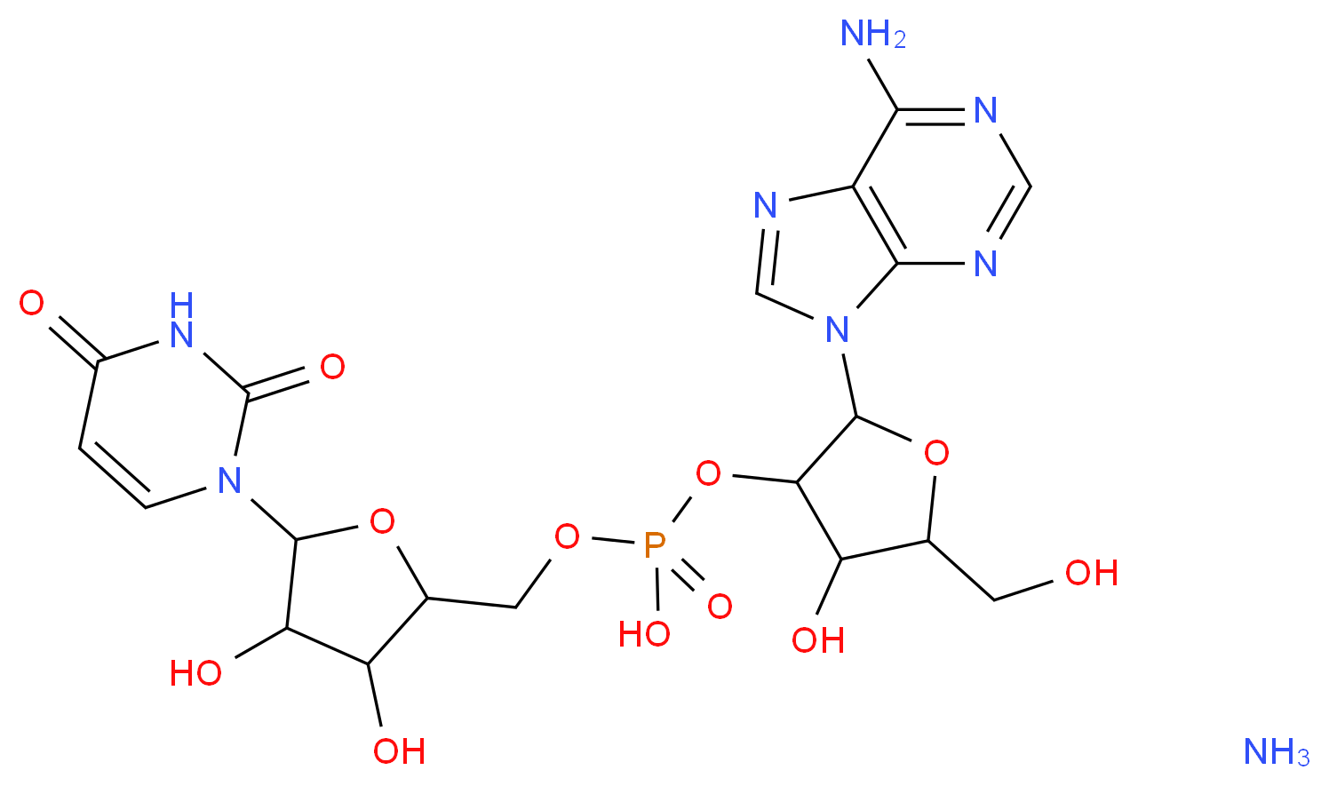 {[2-(6-amino-9H-purin-9-yl)-4-hydroxy-5-(hydroxymethyl)oxolan-3-yl]oxy}({[5-(2,4-dioxo-1,2,3,4-tetrahydropyrimidin-1-yl)-3,4-dihydroxyoxolan-2-yl]methoxy})phosphinic acid amine_分子结构_CAS_102029-66-3