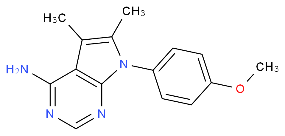 7-(4-methoxyphenyl)-5,6-dimethyl-7H-pyrrolo[2,3-d]pyrimidin-4-amine_分子结构_CAS_72578-37-1)