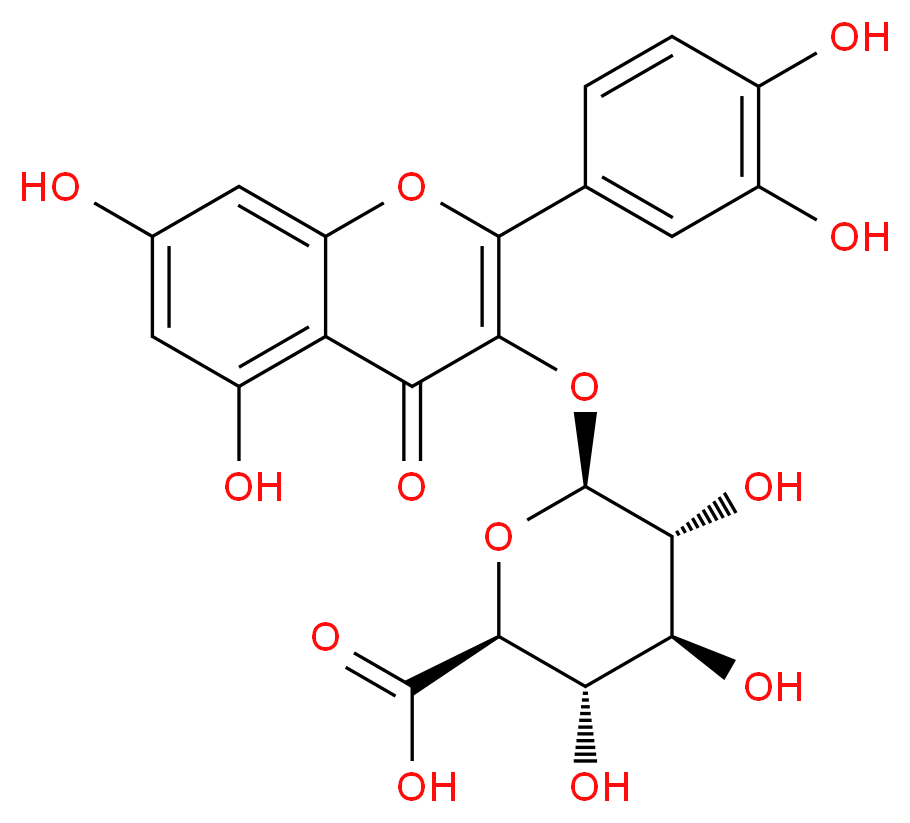 (2S,3S,4S,5R,6S)-6-{[2-(3,4-dihydroxyphenyl)-5,7-dihydroxy-4-oxo-4H-chromen-3-yl]oxy}-3,4,5-trihydroxyoxane-2-carboxylic acid_分子结构_CAS_22688-79-5