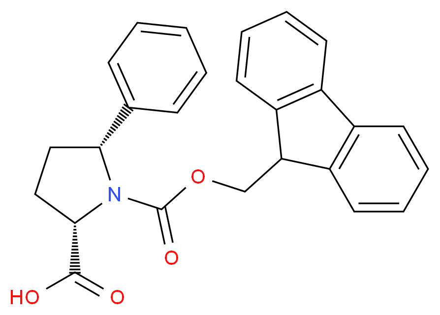 (2S,5R)-1-[(9H-fluoren-9-ylmethoxy)carbonyl]-5-phenylpyrrolidine-2-carboxylic acid_分子结构_CAS_215190-21-9