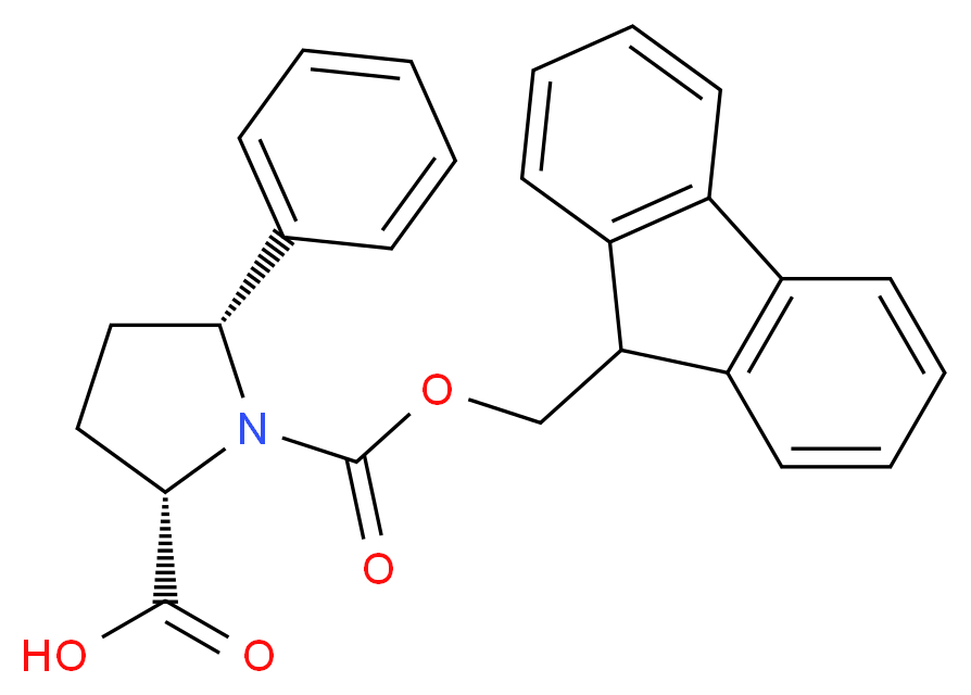 (2S,5R)-1-(((9H-Fluoren-9-yl)methoxy)carbonyl)-5-phenylpyrrolidine-2-carboxylic acid_分子结构_CAS_215190-21-9)