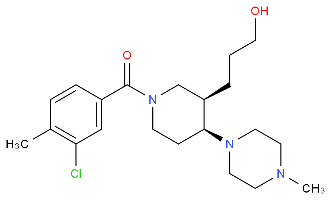 3-[(3R*,4S*)-1-(3-chloro-4-methylbenzoyl)-4-(4-methylpiperazin-1-yl)piperidin-3-yl]propan-1-ol_分子结构_CAS_)