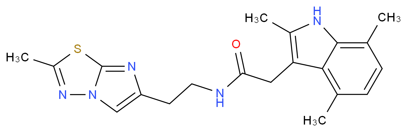 N-[2-(2-methylimidazo[2,1-b][1,3,4]thiadiazol-6-yl)ethyl]-2-(2,4,7-trimethyl-1H-indol-3-yl)acetamide_分子结构_CAS_)