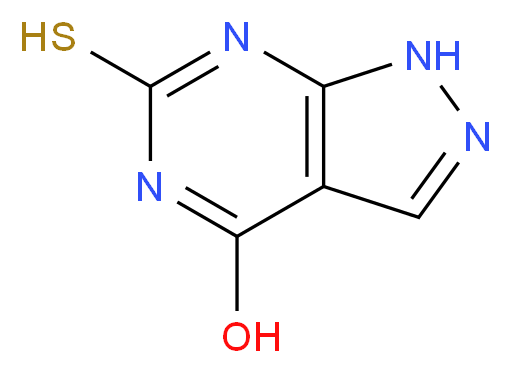 6-sulfanyl-1H-pyrazolo[3,4-d]pyrimidin-4-ol_分子结构_CAS_24521-76-4