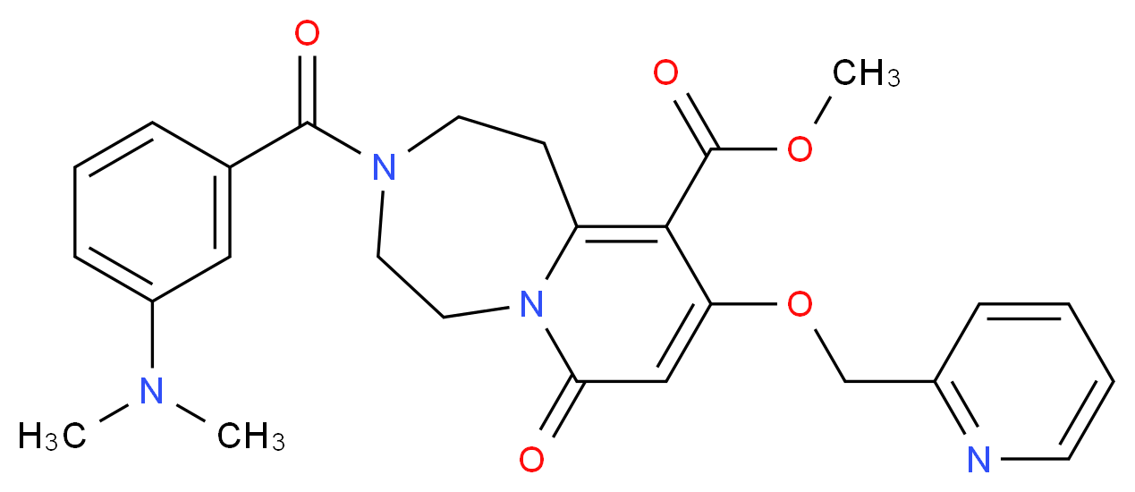 methyl 3-[3-(dimethylamino)benzoyl]-7-oxo-9-(2-pyridinylmethoxy)-1,2,3,4,5,7-hexahydropyrido[1,2-d][1,4]diazepine-10-carboxylate_分子结构_CAS_)