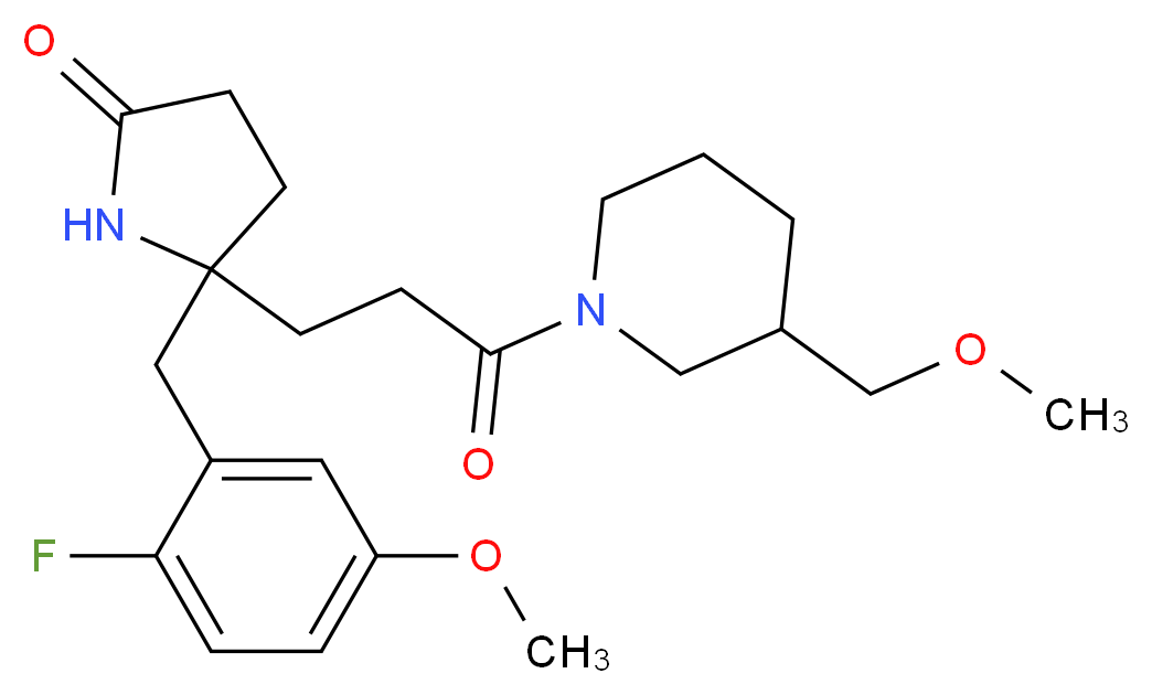 5-(2-fluoro-5-methoxybenzyl)-5-{3-[3-(methoxymethyl)-1-piperidinyl]-3-oxopropyl}-2-pyrrolidinone_分子结构_CAS_)