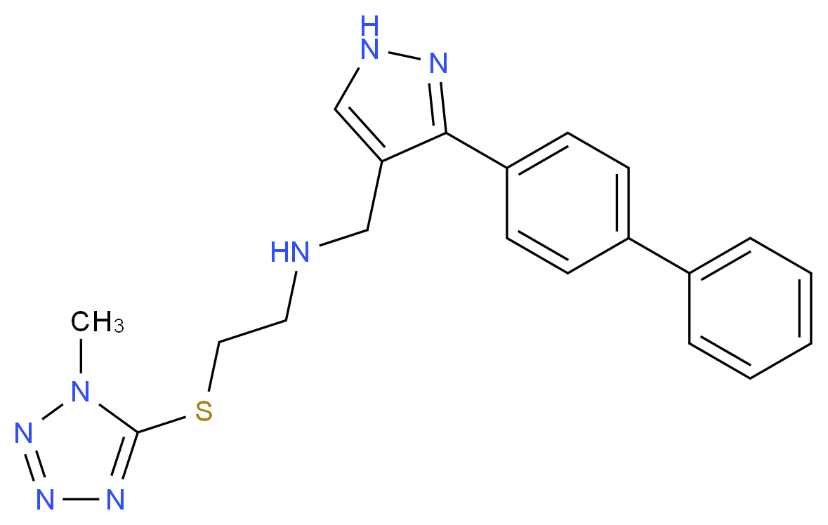 N-{[3-(4-biphenylyl)-1H-pyrazol-4-yl]methyl}-2-[(1-methyl-1H-tetrazol-5-yl)thio]ethanamine_分子结构_CAS_)