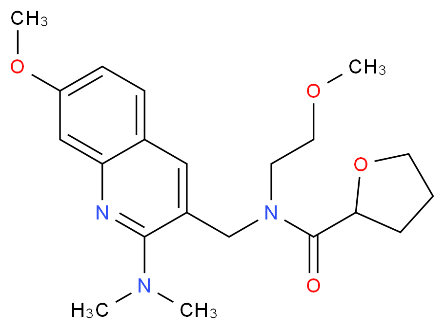 N-{[2-(dimethylamino)-7-methoxy-3-quinolinyl]methyl}-N-(2-methoxyethyl)tetrahydro-2-furancarboxamide_分子结构_CAS_)