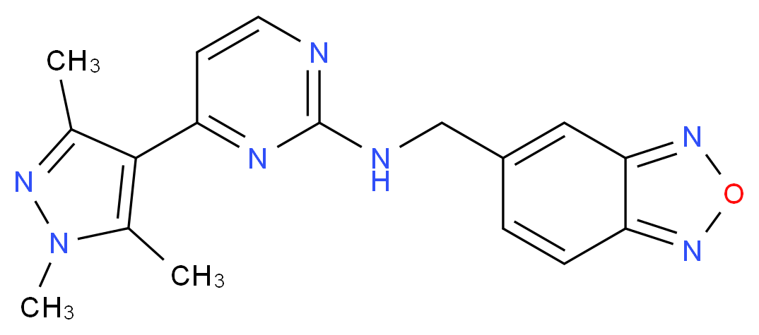 N-(2,1,3-benzoxadiazol-5-ylmethyl)-4-(1,3,5-trimethyl-1H-pyrazol-4-yl)pyrimidin-2-amine_分子结构_CAS_)