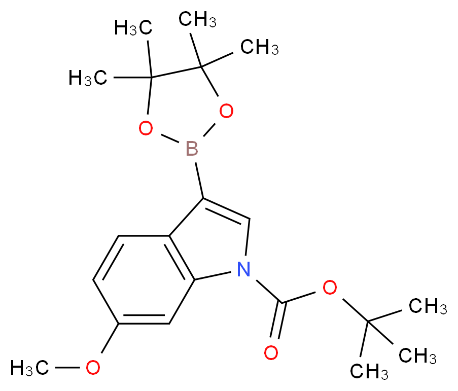 tert-Butyl 6-methoxy-3-(4,4,5,5-tetramethyl-1,3,2-dioxaborolan-2-yl)-1H-indole-1-carboxylate_分子结构_CAS_1256360-00-5)