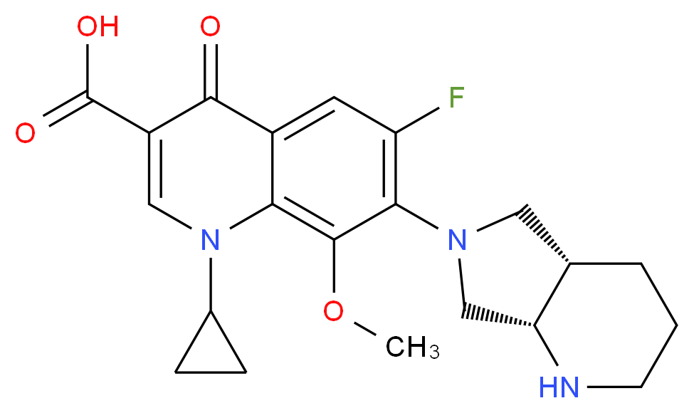 7-[(4aS,7aS)-octahydro-1H-pyrrolo[3,4-b]pyridin-6-yl]-1-cyclopropyl-6-fluoro-8-methoxy-4-oxo-1,4-dihydroquinoline-3-carboxylic acid_分子结构_CAS_354812-41-2