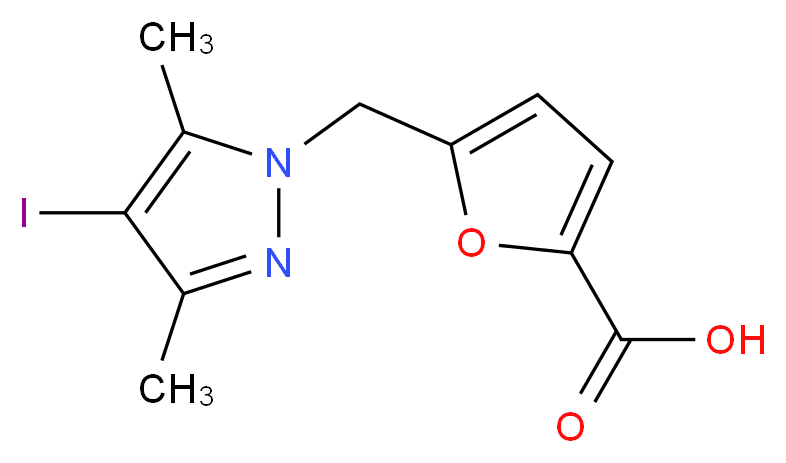 5-[(4-Iodo-3,5-dimethyl-1H-pyrazol-1-yl)methyl]-2-furoic acid_分子结构_CAS_)