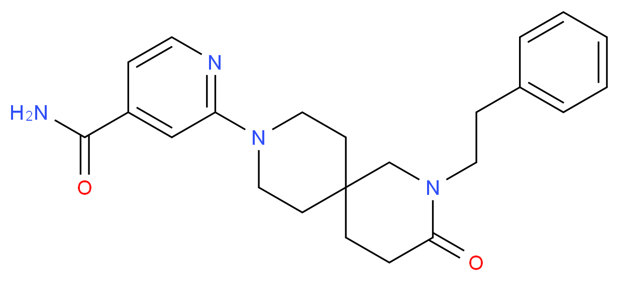 2-[3-oxo-2-(2-phenylethyl)-2,9-diazaspiro[5.5]undec-9-yl]isonicotinamide_分子结构_CAS_)