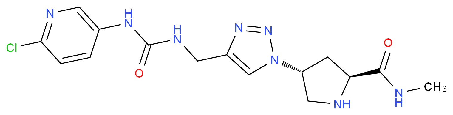 (2S,4R)-4-{4-[({[(6-chloropyridin-3-yl)amino]carbonyl}amino)methyl]-1H-1,2,3-triazol-1-yl}-N-methylpyrrolidine-2-carboxamide_分子结构_CAS_)