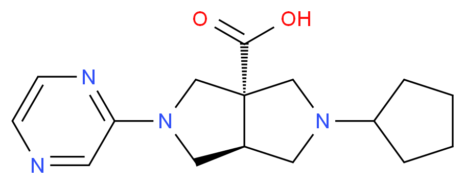 (3aS*,6aS*)-2-cyclopentyl-5-pyrazin-2-ylhexahydropyrrolo[3,4-c]pyrrole-3a(1H)-carboxylic acid_分子结构_CAS_)