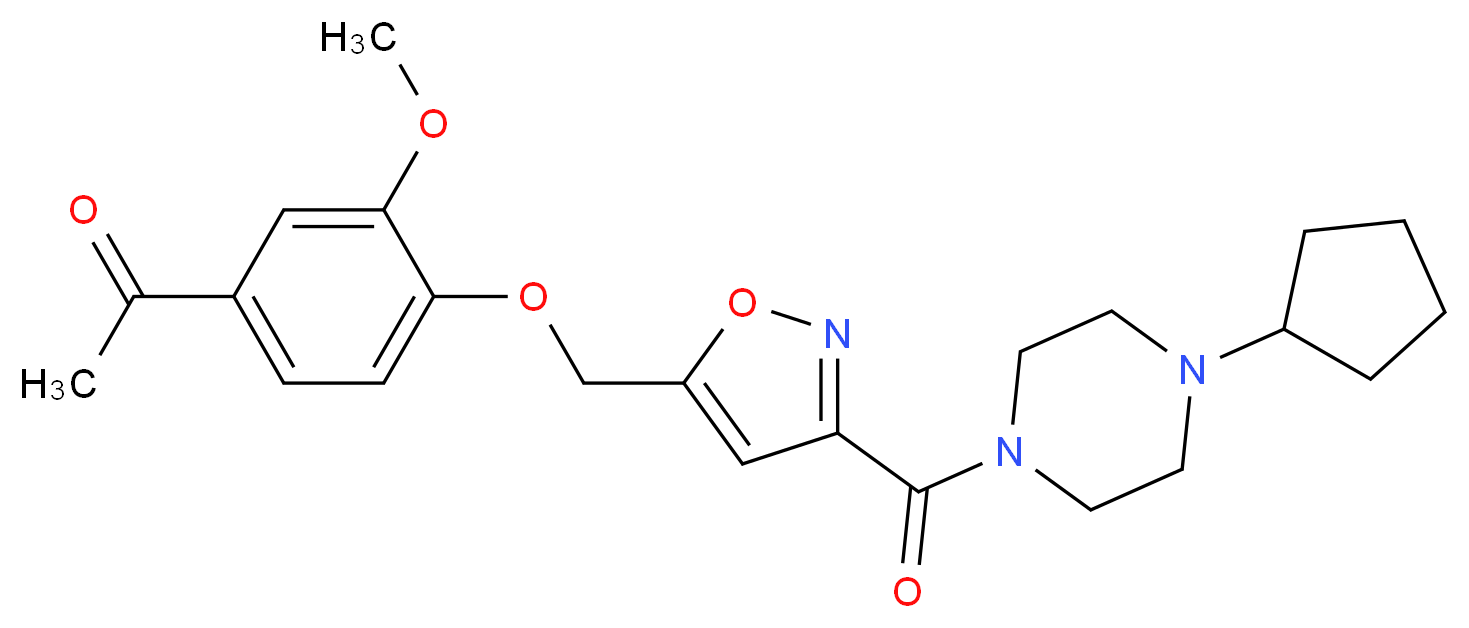 1-[4-({3-[(4-cyclopentyl-1-piperazinyl)carbonyl]-5-isoxazolyl}methoxy)-3-methoxyphenyl]ethanone_分子结构_CAS_)