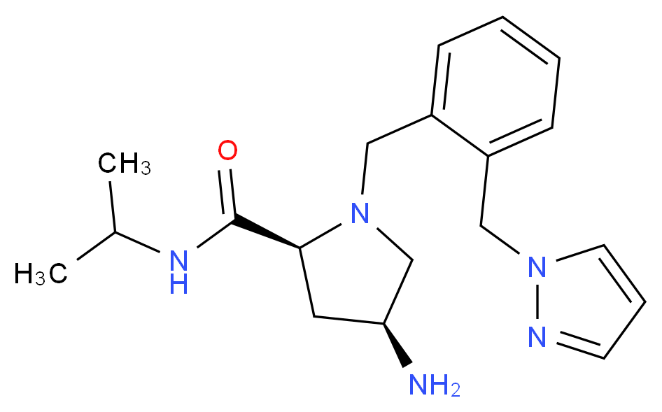 (2S,4S)-4-amino-N-isopropyl-1-[2-(1H-pyrazol-1-ylmethyl)benzyl]pyrrolidine-2-carboxamide_分子结构_CAS_)