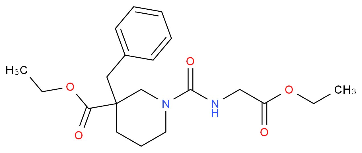 ethyl 3-benzyl-1-{[(2-ethoxy-2-oxoethyl)amino]carbonyl}-3-piperidinecarboxylate_分子结构_CAS_)