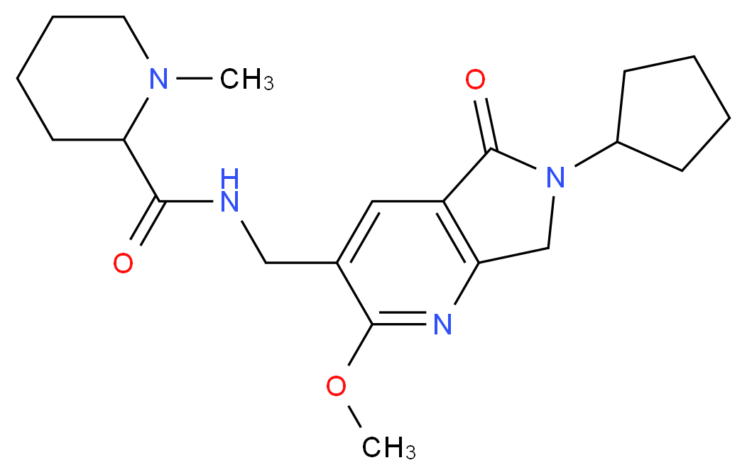 N-[(6-cyclopentyl-2-methoxy-5-oxo-6,7-dihydro-5H-pyrrolo[3,4-b]pyridin-3-yl)methyl]-1-methylpiperidine-2-carboxamide_分子结构_CAS_)