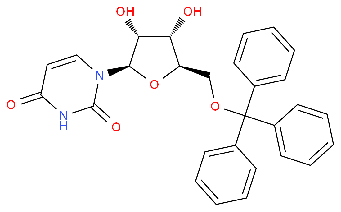 1-[(2R,3R,4S,5R)-3,4-dihydroxy-5-[(triphenylmethoxy)methyl]oxolan-2-yl]-1,2,3,4-tetrahydropyrimidine-2,4-dione_分子结构_CAS_6554-10-5