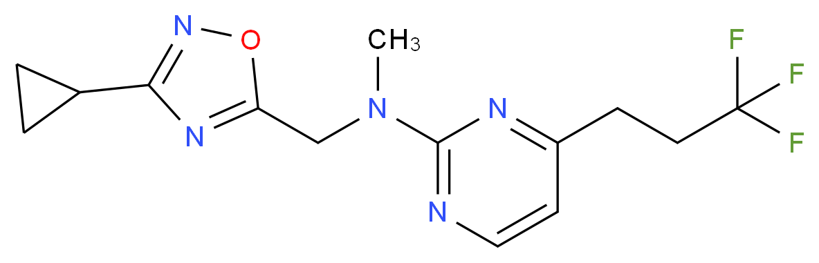N-[(3-cyclopropyl-1,2,4-oxadiazol-5-yl)methyl]-N-methyl-4-(3,3,3-trifluoropropyl)pyrimidin-2-amine_分子结构_CAS_)