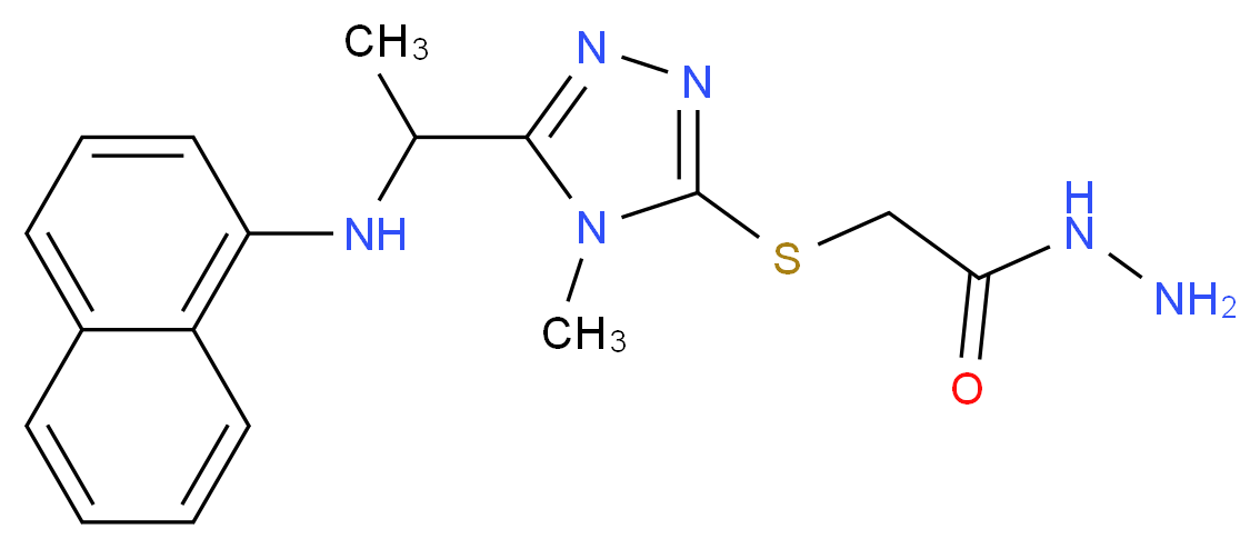 2-({4-Methyl-5-[1-(1-naphthylamino)ethyl]-4H-1,2,4-triazol-3-yl}thio)acetohydrazide_分子结构_CAS_)