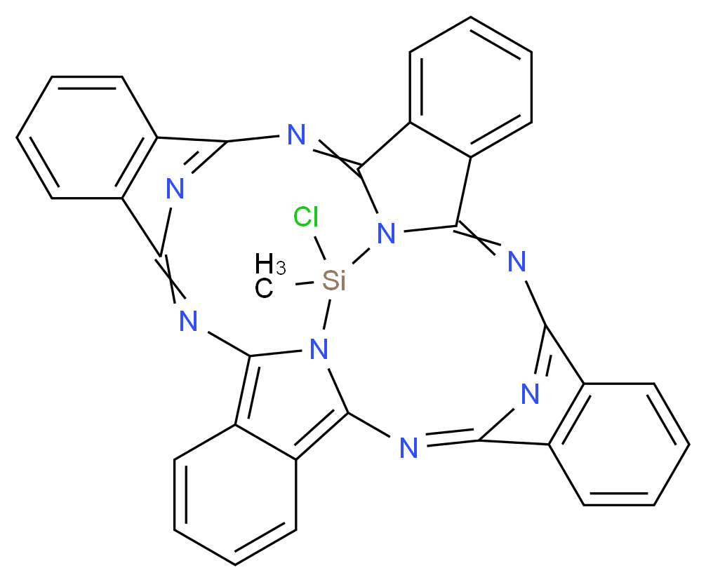 38-chloro-38-methyl-9,18,27,36,37,39,40,41-octaaza-38-siladecacyclo[17.17.3.1<sup>1</sup><sup>0</sup>,<sup>1</sup><sup>7</sup>.1<sup>2</sup><sup>8</sup>,<sup>3</sup><sup>5</sup>.0<sup>2</sup>,<sup>7</sup>.0<sup>8</sup>,<sup>3</sup><sup>7</sup>.0<sup>1</sup><sup>1</sup>,<sup>1</sup><sup>6</sup>.0<sup>2</sup><sup>0</sup>,<sup>2</sup><sup>5</sup>.0<sup>2</sup><sup>6</sup>,<sup>3</sup><sup>9</sup>.0<sup>2</sup><sup>9</sup>,<sup>3</sup><sup>4</sup>]hentetraconta-1,3,5,7,9,11(16),12,14,17(41),18,20,22,24,26,28(40),29(34),30,32,35-nonadecaene_分子结构_CAS_12118-97-7