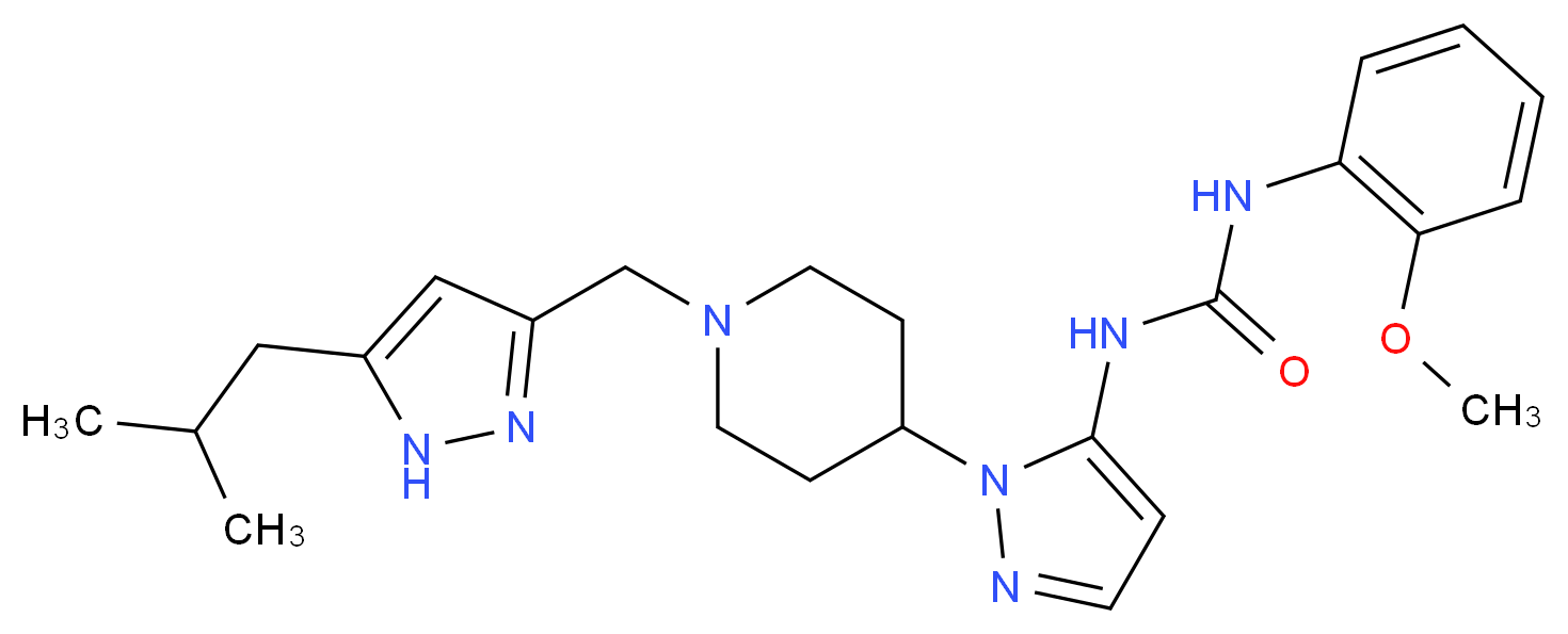 N-(1-{1-[(5-isobutyl-1H-pyrazol-3-yl)methyl]-4-piperidinyl}-1H-pyrazol-5-yl)-N'-(2-methoxyphenyl)urea_分子结构_CAS_)