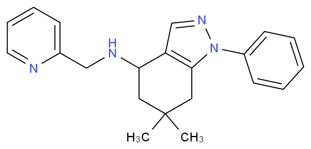 6,6-dimethyl-1-phenyl-N-(2-pyridinylmethyl)-4,5,6,7-tetrahydro-1H-indazol-4-amine_分子结构_CAS_)