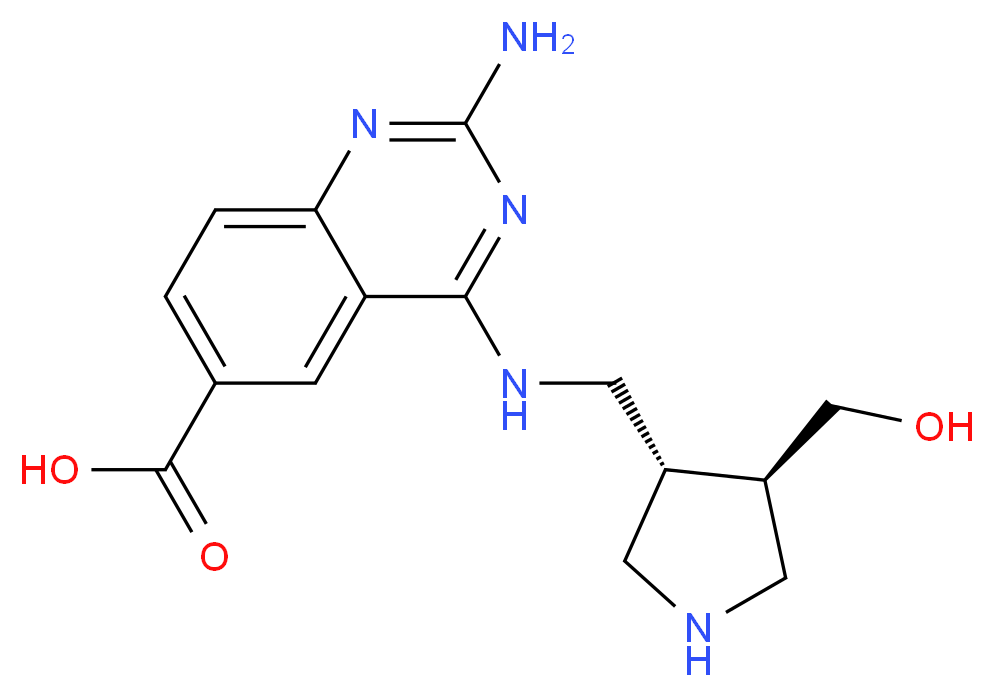 2-amino-4-({[(3R*,4R*)-4-(hydroxymethyl)pyrrolidin-3-yl]methyl}amino)quinazoline-6-carboxylic acid_分子结构_CAS_)