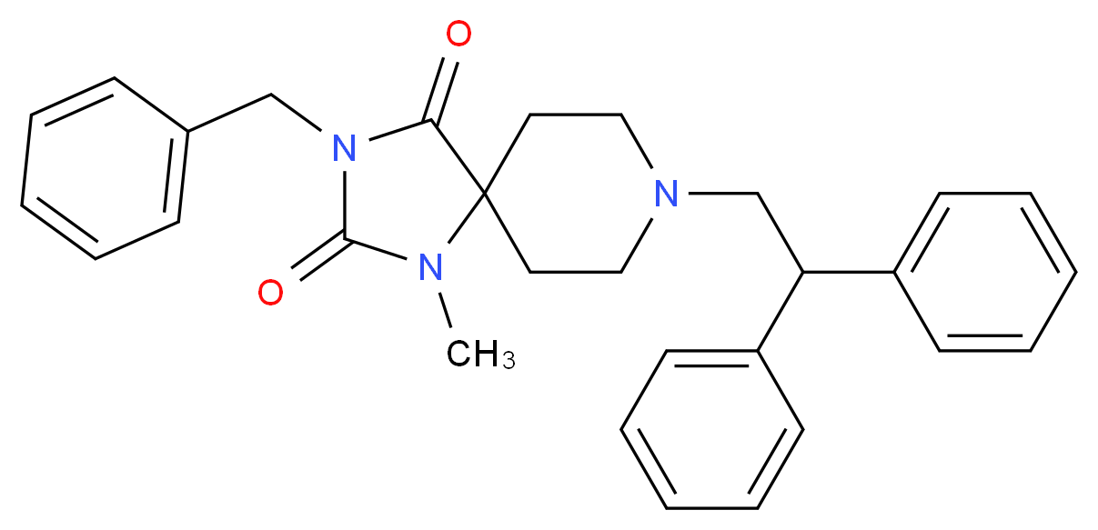 3-benzyl-8-(2,2-diphenylethyl)-1-methyl-1,3,8-triazaspiro[4.5]decane-2,4-dione_分子结构_CAS_)