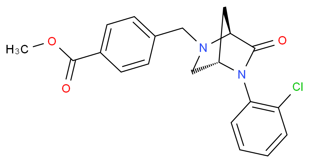 methyl 4-{[(1S*,4S*)-5-(2-chlorophenyl)-6-oxo-2,5-diazabicyclo[2.2.1]hept-2-yl]methyl}benzoate_分子结构_CAS_)