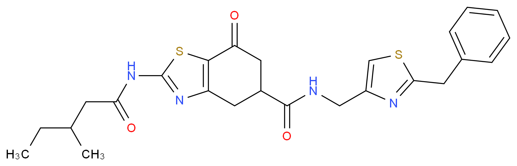 N-[(2-benzyl-1,3-thiazol-4-yl)methyl]-2-[(3-methylpentanoyl)amino]-7-oxo-4,5,6,7-tetrahydro-1,3-benzothiazole-5-carboxamide_分子结构_CAS_)