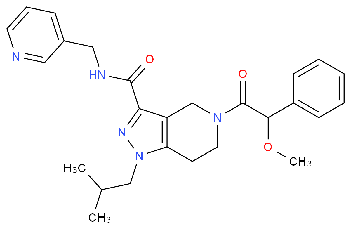 1-isobutyl-5-[methoxy(phenyl)acetyl]-N-(3-pyridinylmethyl)-4,5,6,7-tetrahydro-1H-pyrazolo[4,3-c]pyridine-3-carboxamide_分子结构_CAS_)