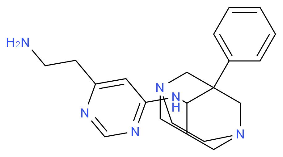 N-[6-(2-aminoethyl)pyrimidin-4-yl]-1-phenyl-3,6-diazatricyclo[4.3.1.1~3,8~]undecan-9-amine_分子结构_CAS_)