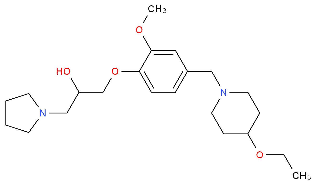 1-{4-[(4-ethoxypiperidin-1-yl)methyl]-2-methoxyphenoxy}-3-pyrrolidin-1-ylpropan-2-ol_分子结构_CAS_)