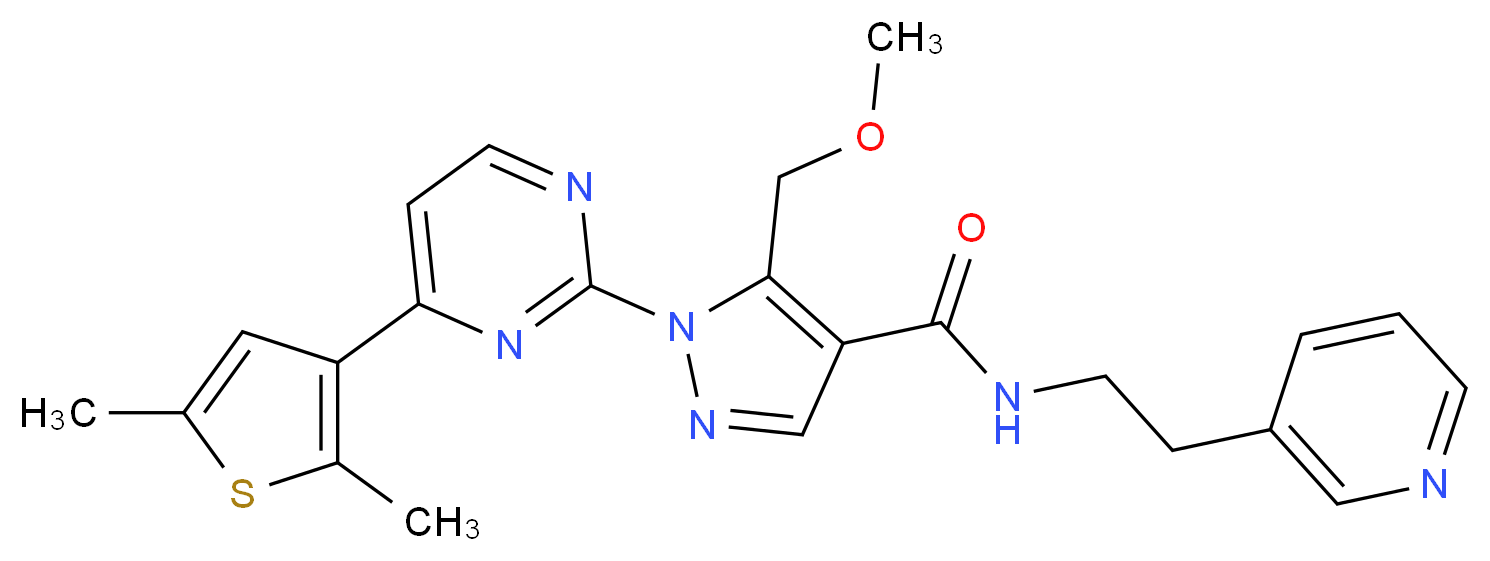 1-[4-(2,5-dimethyl-3-thienyl)-2-pyrimidinyl]-5-(methoxymethyl)-N-[2-(3-pyridinyl)ethyl]-1H-pyrazole-4-carboxamide_分子结构_CAS_)