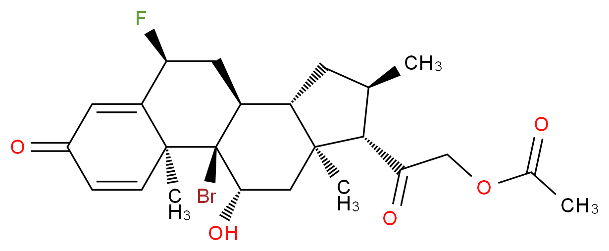 2-[(1R,2S,8S,10S,11S,13R,14S,15S,17S)-1-bromo-8-fluoro-17-hydroxy-2,13,15-trimethyl-5-oxotetracyclo[8.7.0.0<sup>2</sup>,<sup>7</sup>.0<sup>1</sup><sup>1</sup>,<sup>1</sup><sup>5</sup>]heptadeca-3,6-dien-14-yl]-2-oxoethyl acetate_分子结构_CAS_54604-73-8