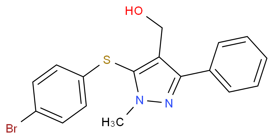 {5-[(4-Bromophenyl)sulfanyl]-1-methyl-3-phenyl-1H-pyrazol-4-yl}methanol_分子结构_CAS_318247-56-2)