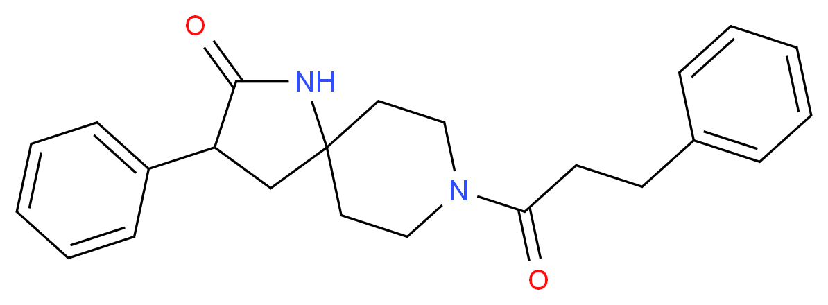 3-phenyl-8-(3-phenylpropanoyl)-1,8-diazaspiro[4.5]decan-2-one_分子结构_CAS_)