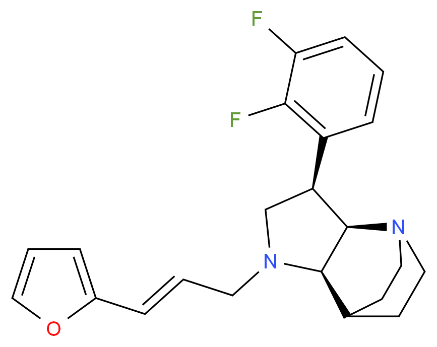(3R*,3aR*,7aR*)-3-(2,3-difluorophenyl)-1-[(2E)-3-(2-furyl)prop-2-en-1-yl]octahydro-4,7-ethanopyrrolo[3,2-b]pyridine_分子结构_CAS_)