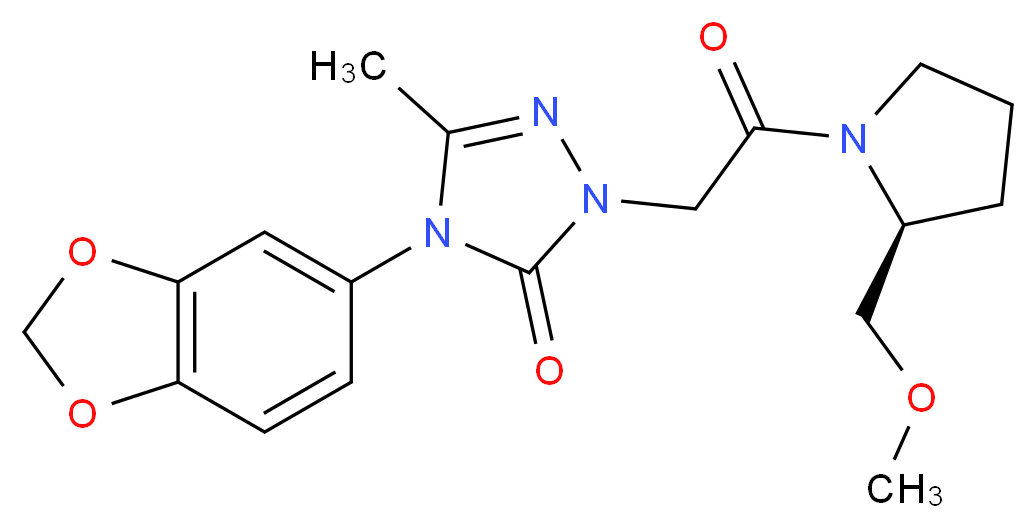 4-(1,3-benzodioxol-5-yl)-2-{2-[(2S)-2-(methoxymethyl)-1-pyrrolidinyl]-2-oxoethyl}-5-methyl-2,4-dihydro-3H-1,2,4-triazol-3-one_分子结构_CAS_)