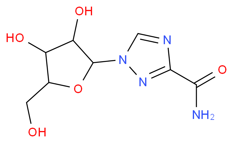 1-[3,4-dihydroxy-5-(hydroxymethyl)oxolan-2-yl]-1H-1,2,4-triazole-3-carboxamide_分子结构_CAS_36791-04-5