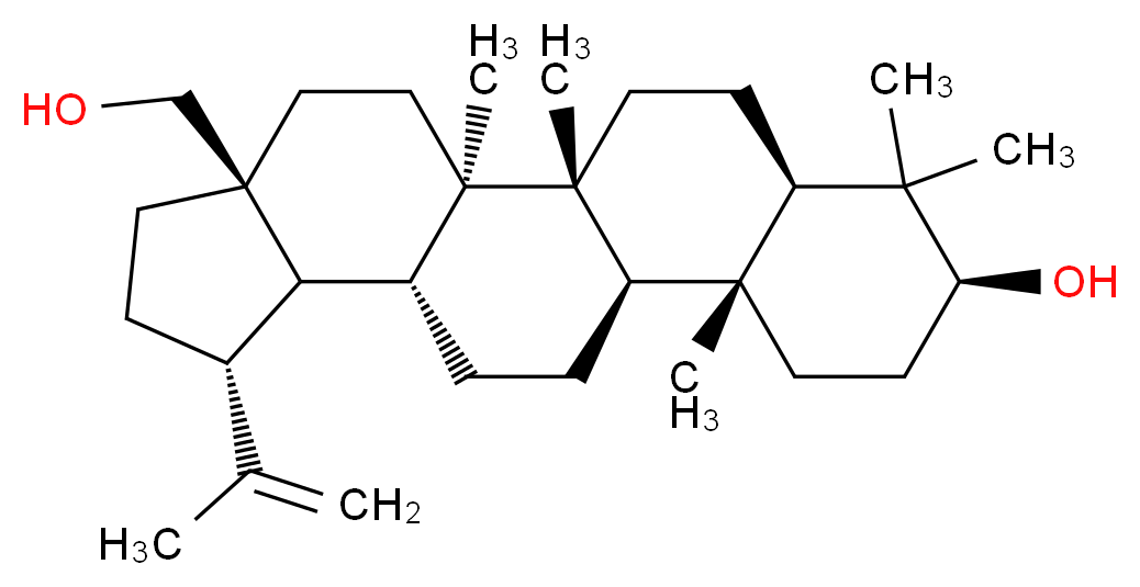 (1R,3AS,5aR,5bR,7aR,9S,11aR,11bR,13aR,13bR)-3a-(Hydroxymethyl)-5a,5b,8,8,1 1a-pentamethyl-1-(prop-1-en-2-yl)icosahydro-1H-cyclopenta[a]chrysen-9-ol_分子结构_CAS_473-98-3)