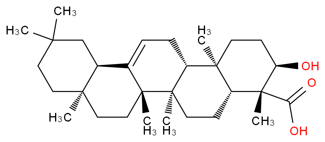 (3R,4R,4aR,6aR,6bS,8aR,12aR,14aR,14bR)-3-hydroxy-4,6a,6b,8a,11,11,14b-heptamethyl-1,2,3,4,4a,5,6,6a,6b,7,8,8a,9,10,11,12,12a,14,14a,14b-icosahydropicene-4-carboxylic acid_分子结构_CAS_471-66-9