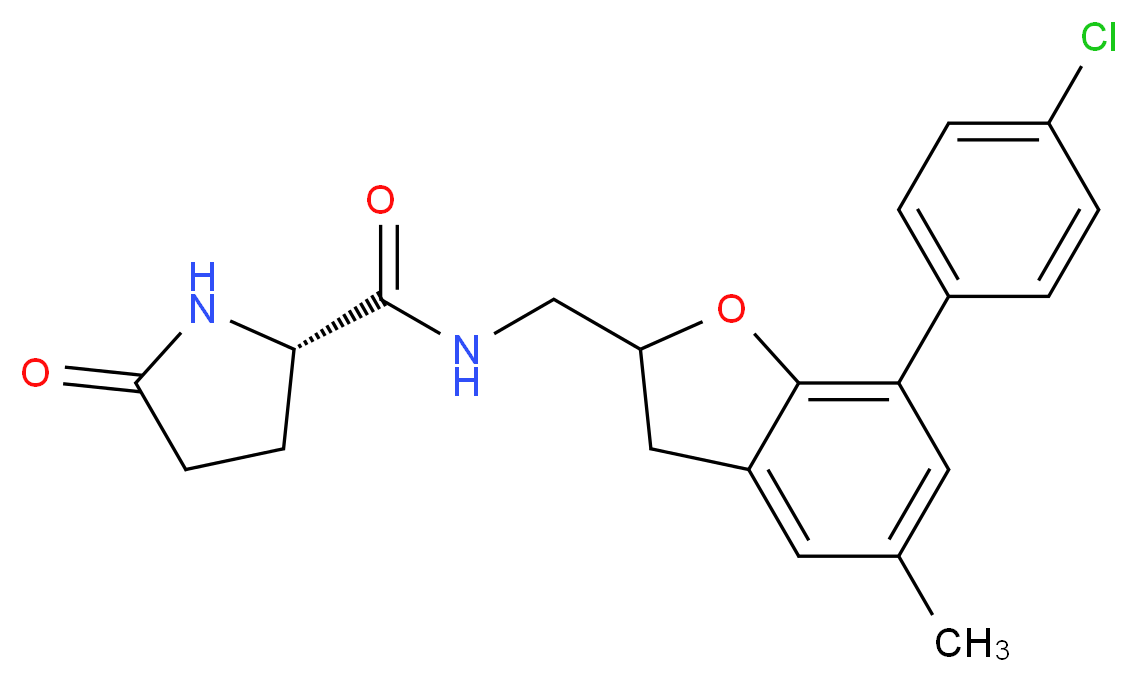 N-{[7-(4-chlorophenyl)-5-methyl-2,3-dihydro-1-benzofuran-2-yl]methyl}-5-oxo-L-prolinamide_分子结构_CAS_)