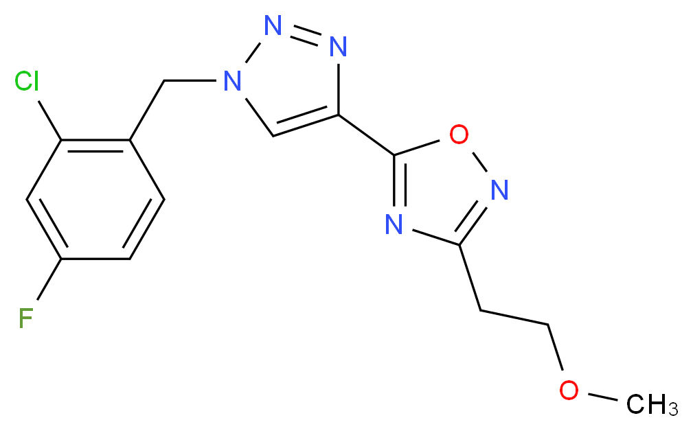 5-[1-(2-chloro-4-fluorobenzyl)-1H-1,2,3-triazol-4-yl]-3-(2-methoxyethyl)-1,2,4-oxadiazole_分子结构_CAS_)